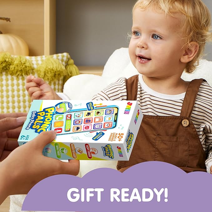 JOYIN Baby Toys 6-12 Months - Cell Phone with 4 Game Modes & 50+ Music and Learning Phrases, Educational Toys for Toddlers 1-3, Kids Pretend Phone Birthday Gifts for Girls Boys Age 1 2 3 Year Old