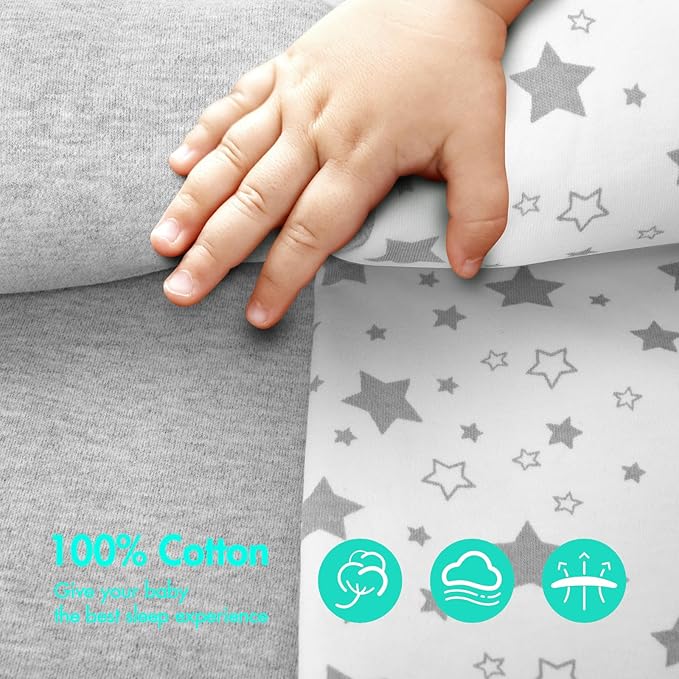 2-Pack Baby Swaddle Sleep Sack 0-3 Months - Arms Up Transitional Swaddle for Newborns, Baby Sleep Sack with Cuff Removable & 2-Way Zipper, Gray Stars Design