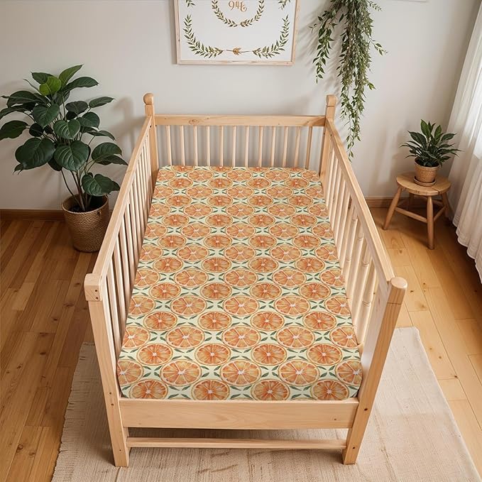 Orange Sweet Baby Crib Sheets for Boy Girl 52x28Inch Watercolor Oranges Soft Stretchy Fitted Crib Mattress Cover Summer Citrus Fruit Nursery Baby Sheet for Standard Crib and Toddler Bed Mattress