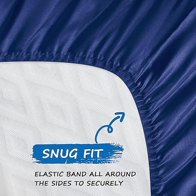 Satin Bassinet Sheet Fitted Great for Baby Hair Soft Silk Feeling Bassinet Sheets for Rectangle Hourglass Oval Cradle or Bassinet Pad＆Mattress for Boys and Girls Gift for Baby Toddler Navy