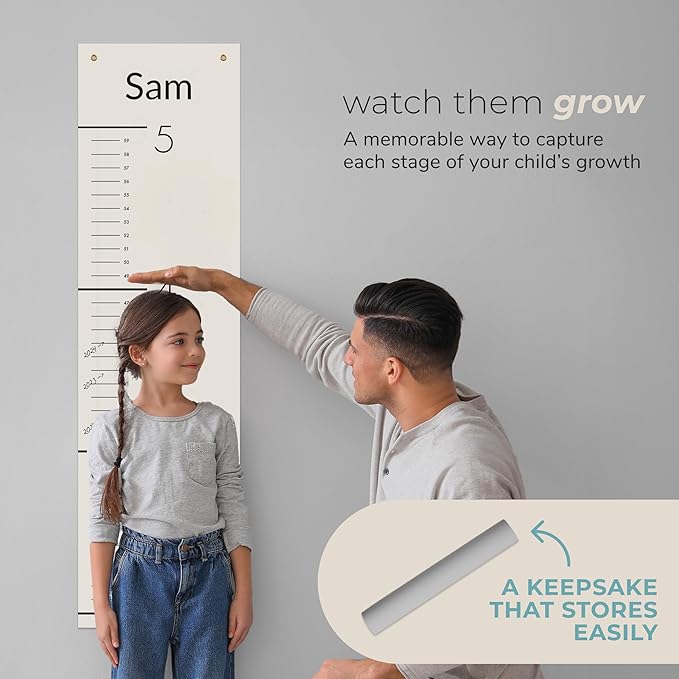 Prints Next Day – Custom Kids Ruler Growth Chart 12" x 43.5" – Personalized with Name and Color – Height Chart for Wall – Baby & Toddler Room Decor – Birthday– PVC-Free – Printed in USA