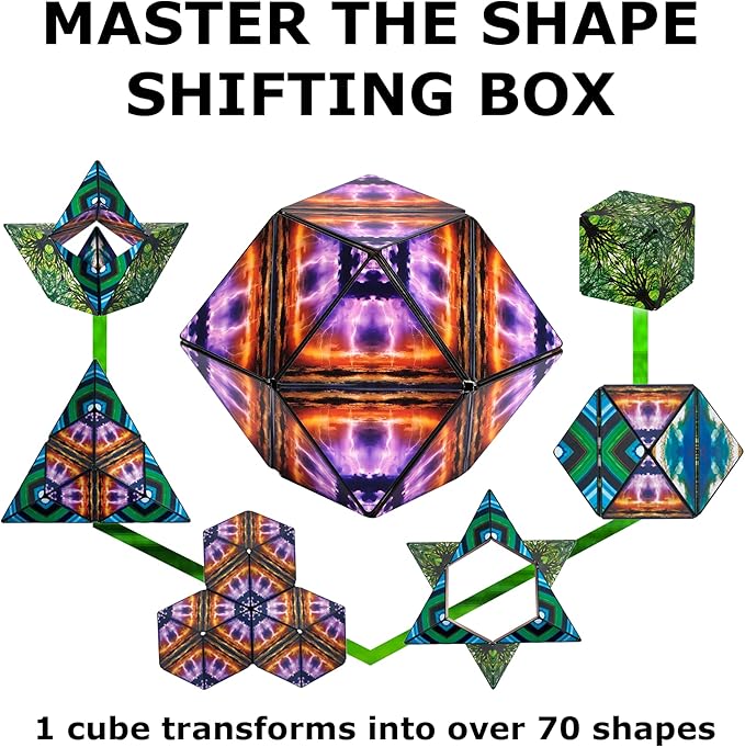 SHASHIBO Shape Shifting Box - Award-Winning, Patented Fidget Cube w/ 36 Rare Earth Magnets - Transforms Into Over 70 Shapes, Download Fun in Motion Toys Mobile App (Original Series - Elements)