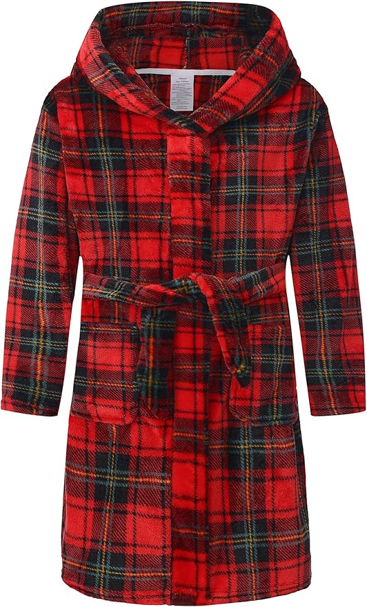 Kid Fleece Hooded Robes Girls Bathrobes Boys Soft Plush Sleepwear Toddler Fuzzy Pajamas