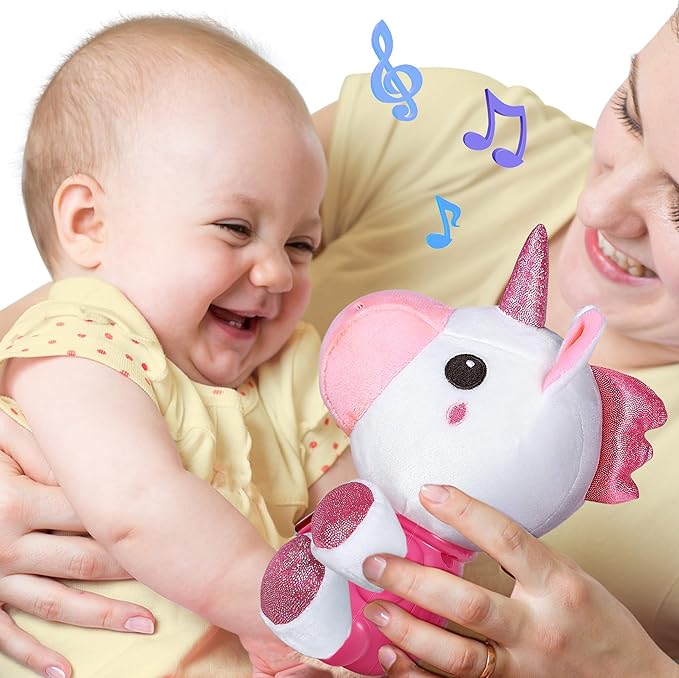 iPlay, iLearn Baby Unicorn Musical Toys, Newborn Girls Gift, Soft Unicorn Plush Stuffed Animal, Infant Light Music Time, 1st Birthday Stocking Gift Stuffer for 0 1 2 3 6 9 12 18 Month 1-3 Yrs Toddlers