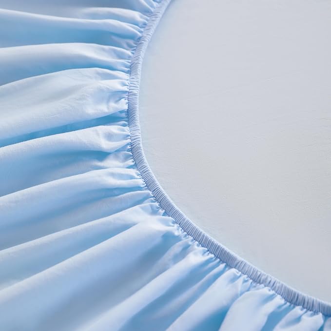 FLXXIE 5 Pieces Toddler Bedding Set, Soft and Breathable Microfiber Crib Sheet Set, Includes Quilted Comforter, Flat Top Sheet, Fitted Sheet, Envelope Pillow Case for Boys and Girls, Aqua