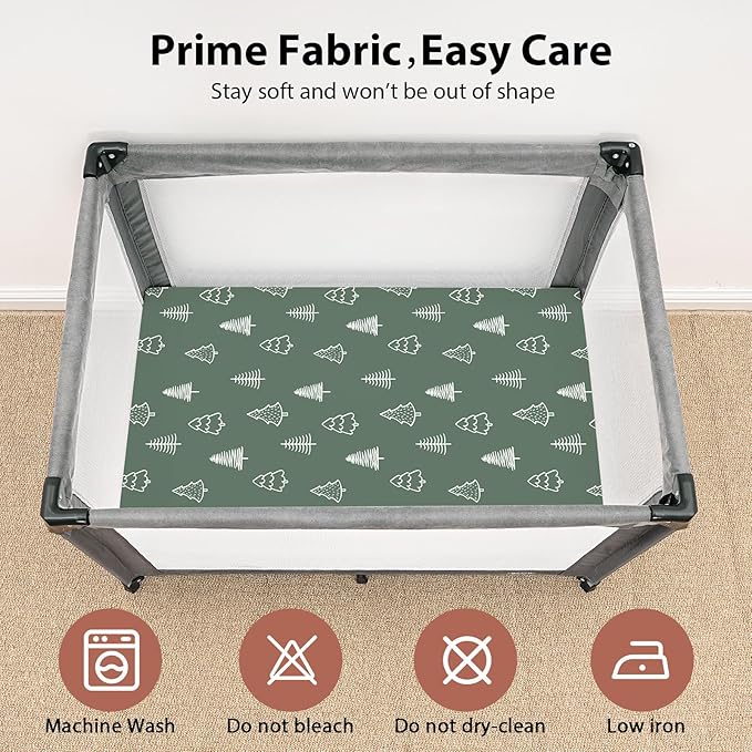 Baby Mini Crib Sheets Boy, Portable 38”x26” Pack and Play Sheets Fitted for Playard and Pack N Play Mattress, 3-Pack Soft Microfiber Brown Lion
