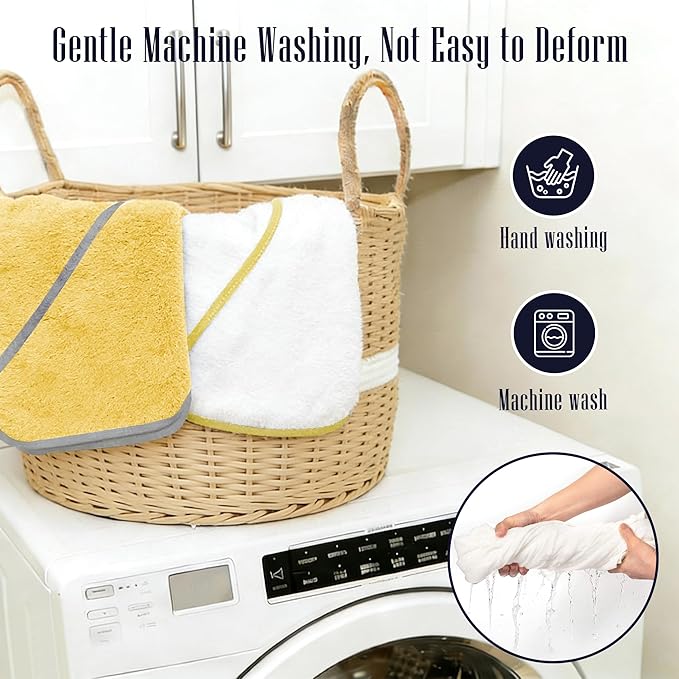 2 Pack Baby Bath Towel - Rayon Made from Bamboo, Ultra Absorbent - Ultra Soft Hooded Towels for Kids - X Large Size for 0-7 Yrs (White and Yellow, 37.5 x 37.5 Inch)