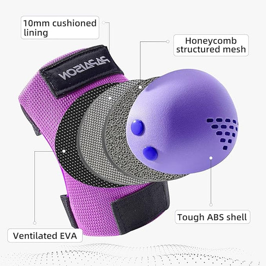 PAPAISON Kids/Youth Knee Pad, Elbow Pads & Wrist Guards for Inline Skating Bike Cycling Skateboard Scooter, 3 in 1 Protective Gear Set for Girls Boys Adult