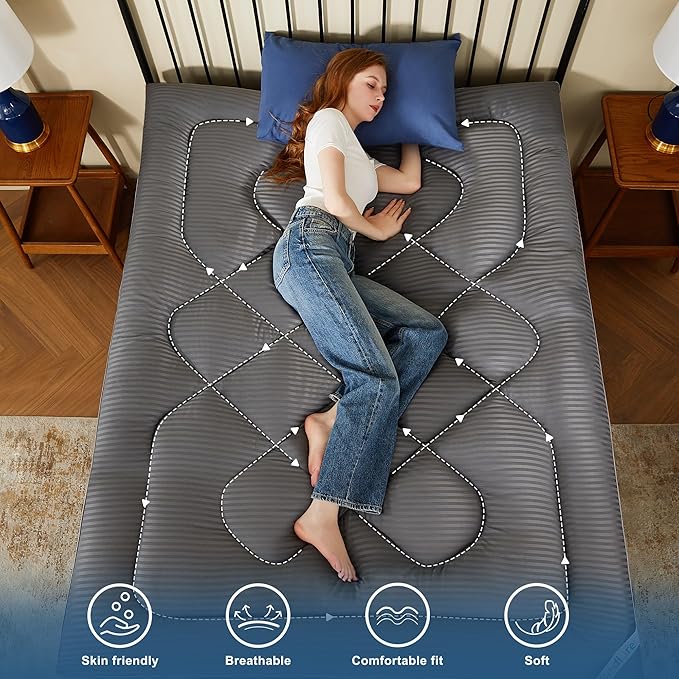 BEDLORE Twin XL Mattress Topper, Thick Pillow Top Pad for Back Pain Relief, Cooling Soft Mattress Cover with Deep Pockets 6-15 inch