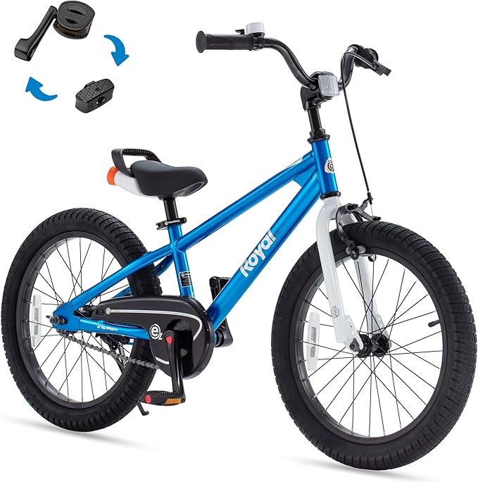 RoyalBaby Kids Bike Freestyle Classic & EZ Balance Pedal Switchable Bicycle, 12 14 16 18 Inch, 3-10 Years Toddler to Big Kids