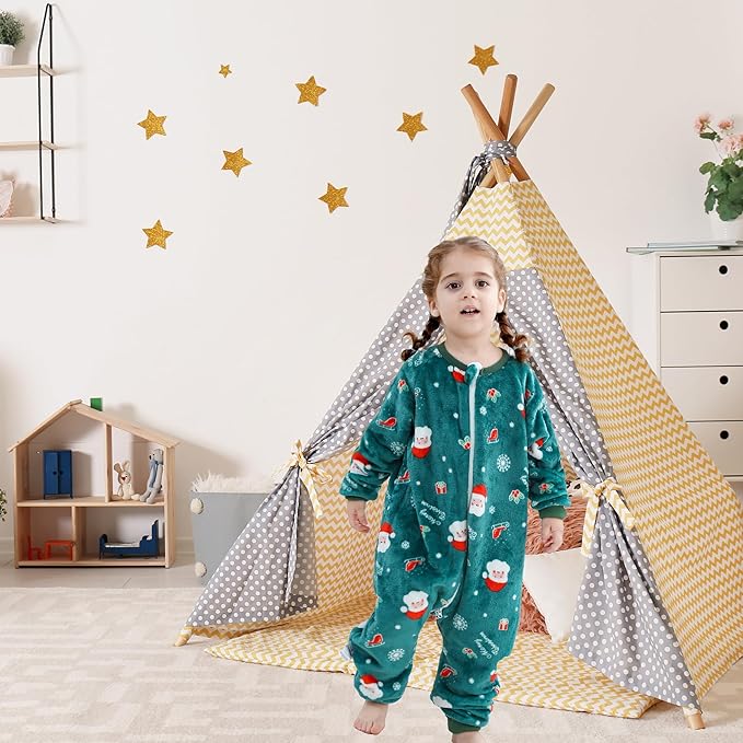 MICHLEY Toddler Flannel Sleeping Sack with Feet,Long Sleeve Baby Sleeping Bag 3-Way Zipper Super Warm Wearable Blankets