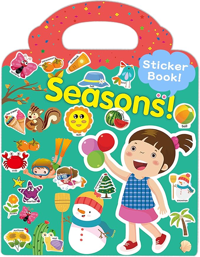 Benresive Reusable Sticker Books for Toddlers, Fun Travel Stickers for Kids, Toddler Sticker Book, Crafts Activities for Toddlers, 3 and Up Birthady Gifts - Season