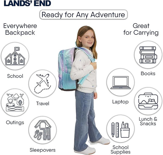 Lands' End Unisex Kids Large ClassMate Lightweight Durable Elementary School Backpack, Pastel Lilac