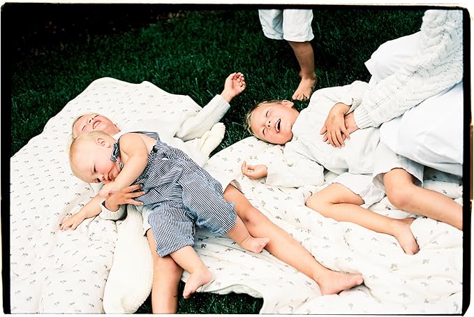 Oilo 100% Organic Premium Cotton Muslin Crib Quilt & Sham Set, (45" x 60") Print and Solid Sides, Extra-Soft & Lightweight, Fits Toddler Beds, Heirloom Organic Collection, Squirrel