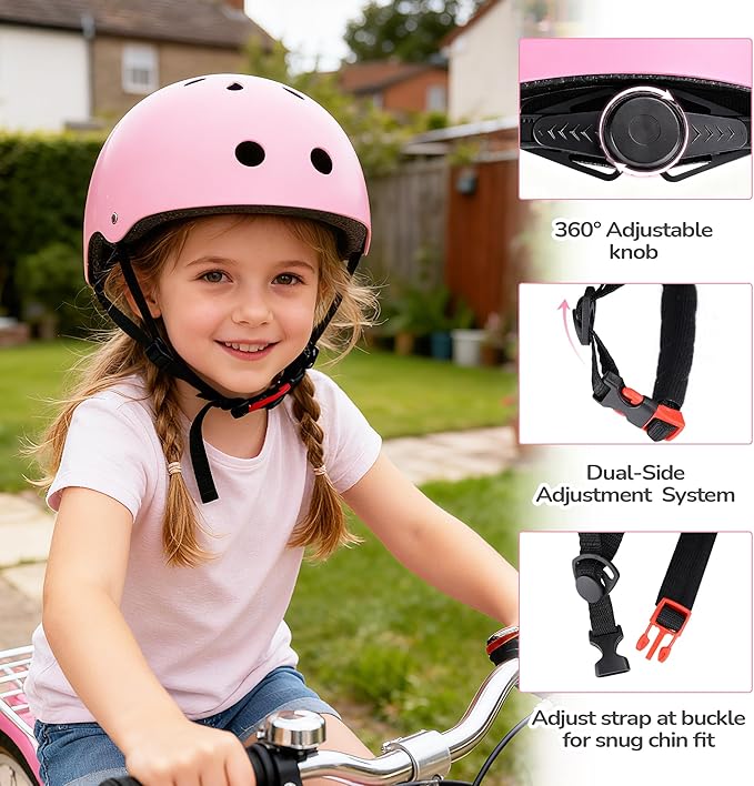 Kids Bike Helmet, Toddler Helmet for Youth Boys Girls Ages 3-14 Year Old, Adjustable Fit & Lightweight, Multi-Sport Safety for Skateboard Skating Bicycle Scooter Cycling