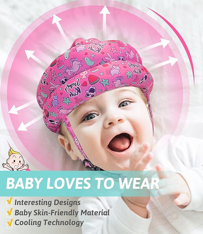 Baby Head Protector - Baby Helmet for Crawling Walking Running - No Bumps and Soft Cushion - Adjustable Protective Cap Infant Baby Safety Headguard - Toddler Helmets 6-12 Months 1-2 Years Old
