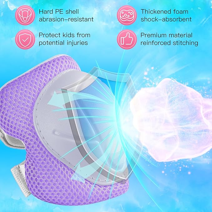 Kids Protective Gear Set Knee Pads for Kids 3-14 Years Toddler Knee and Elbow Pads with Wrist Guards 3 in 1 for Skating Cycling Bike Rollerblading Scooter