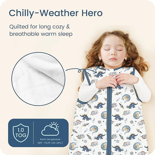 1.0 TOG Sleep Sack 6-12-15 Months, Baby Sleep Sack with Sleeveless, Cozy Premium Baby Wearable Blanket with 2-way Safe Zipper All Season Sleeping Bags, 1-pack