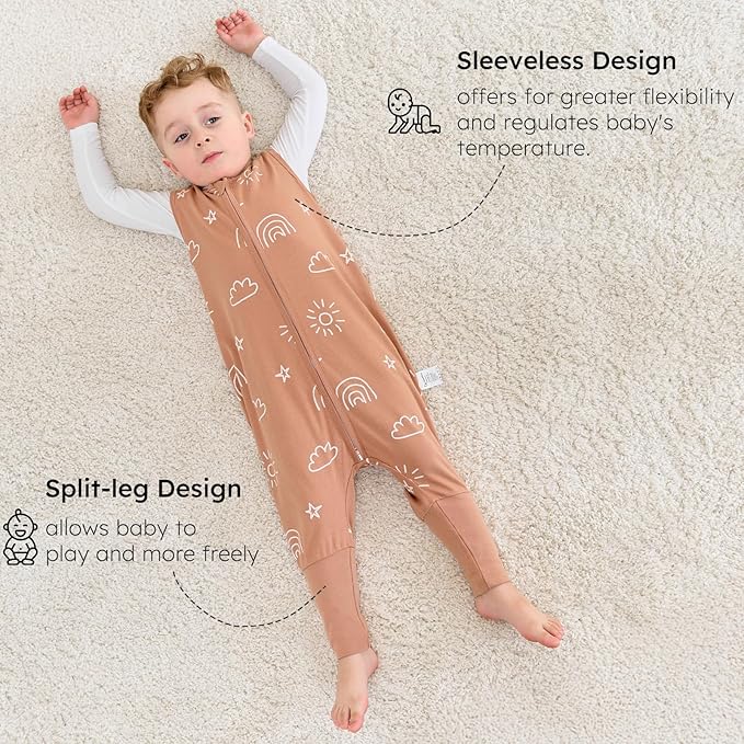 Yoofoss Toddler Sleep Sack With Feet 12-24 Months 100% Organic Cotton Baby Sleep Sack with Legs Toddler Wearable Blanket with 2-Way Zipper