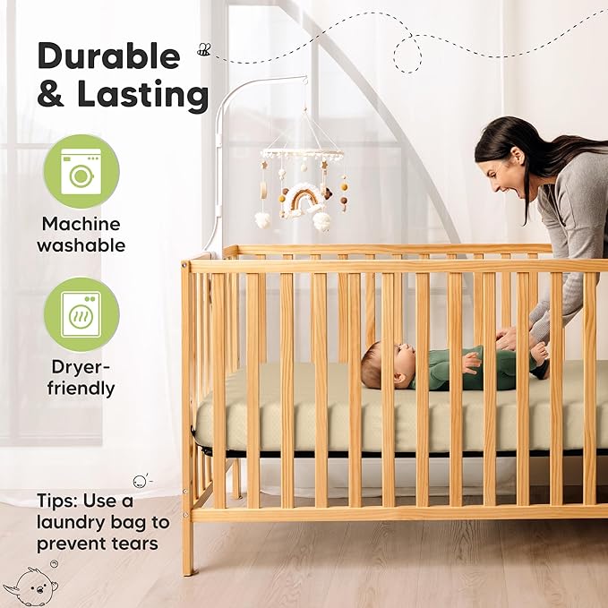 KeaBabies 2-Pack Fitted Crib Sheets for Boys, Girls, Baby - Soft Bamboo Viscose Cotton, 52x28 Standard Crib Mattress Sheets, Toddler Bed Mattress Cover, Gender Neutral, Breathable, Durable (Avocado)