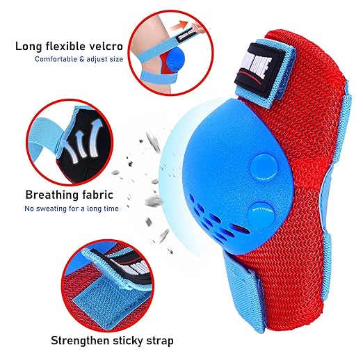 Kids/Youth Knee Pads Elbow Pads Wrist Guards 3 in1Protective Set, for 3-15 Years Child Roller Skates, Cycling, Inline Skating, Skateboard, BMX Bike, Balance Bike, Scooter Riding Sports