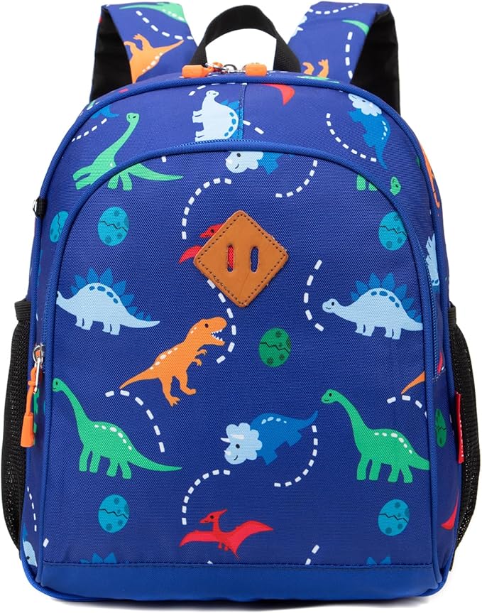 JinBeryl Toddler Backpack for Boys or Girls, Little Kids Backpack for Preschool or Kindergarten (Dinosaur Blue, Small)