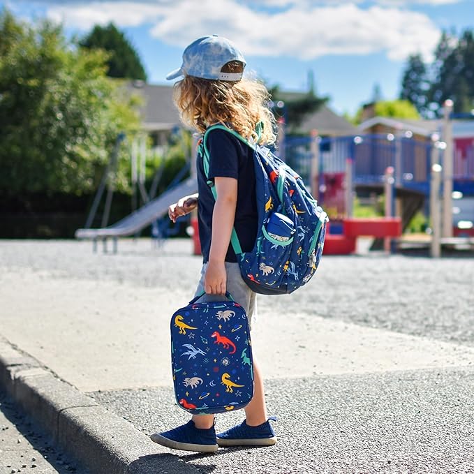 JAN & JUL Boys' Water Resistant Backpack for School, Lightweight Schoolbag for Kids (Space Dinos, One Size)