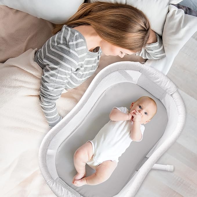 TILLYOU Baby Bassinet Sheets Cotton 2 Pack, 31.5"x18" Breathable Bassinet Mattress Protector, Soft Cradle Bassinet Crib Sheets, Gray