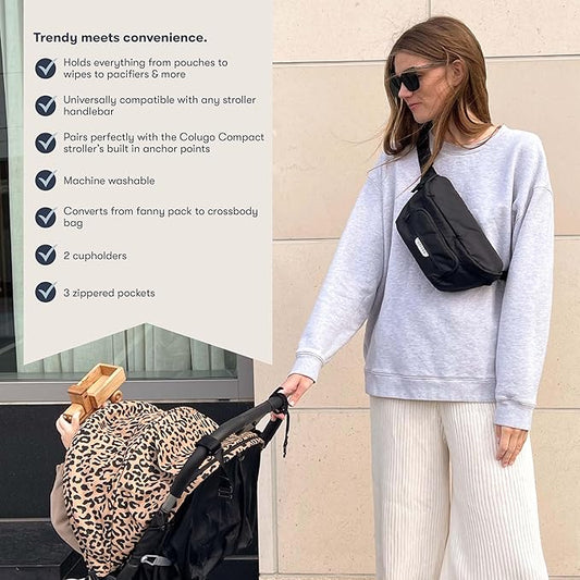 Colugo On-The-Go Stroller Organizer Insert with Zipper, Caddy with Cup Holder, Stroller Accessories for Parents specially designed to fit to your stroller with Non Slip Straps (Dune Zebra)