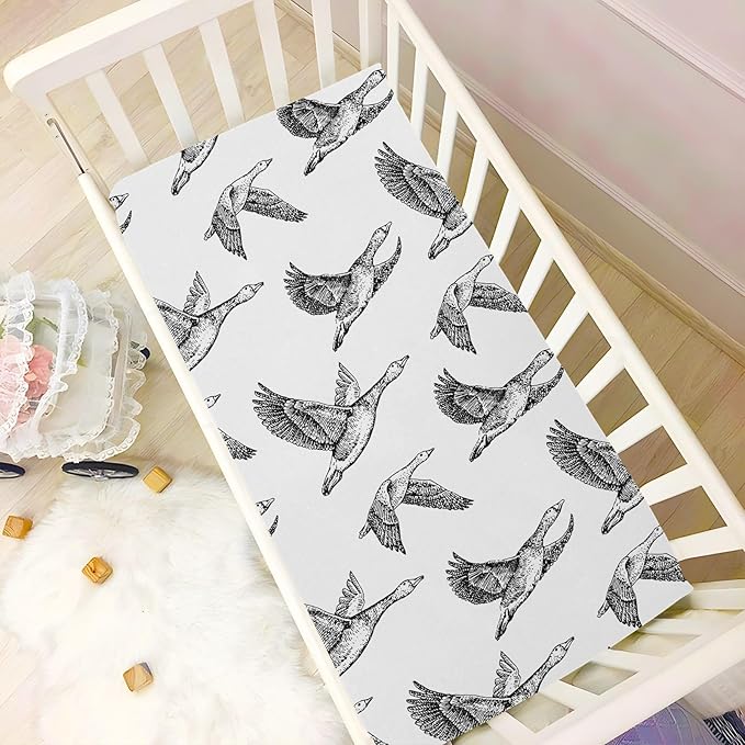 Fitted Crib Sheets for Baby Boys or Girls Soft Breathable Baby Play Yard Sheet for Standard Size Crib Mattress 39x27in Flying Geese