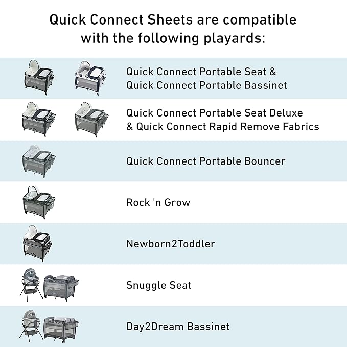 Graco® Pack 'n Play® Quick Connect™ Playard Waterproof Sheets, 2 Pack, Woven and Grey