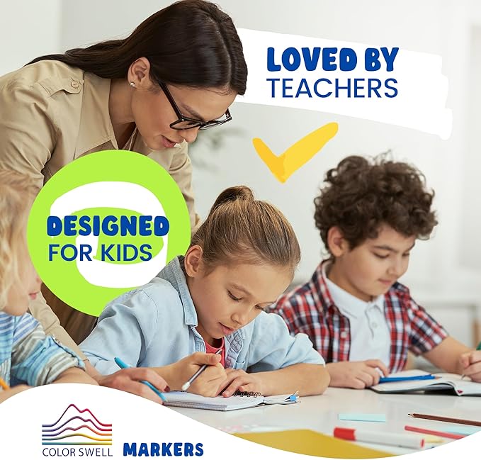 Color Swell Washable Bulk Markers 72 Packs 8 Count Vibrant Colors 288 Total Markers Bulk Perfect for Teachers, Kids and Classrooms