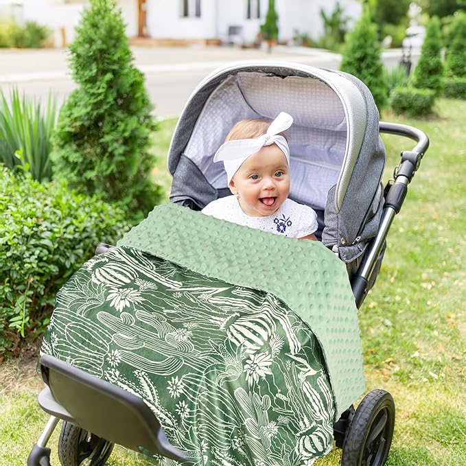 Baby Blankets for Girls, Toddler Newborn Blanket Double Layer with Dotted Backing Crib Receiving Blanket for Toddler Nursery Bed Blanket, Cactus, 30x40 Inches