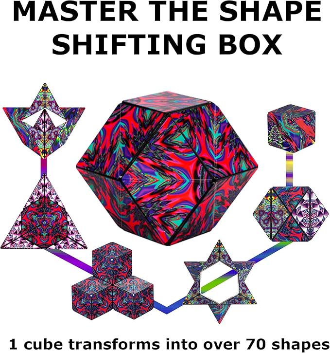 Shashibo Shape Shifting Box - Award-Winning STEM Fidget Toy with Strong Magnets - Fidget Cube Transforms Into 100+ Shapes, Christmas Stocking Stuffers Gift for Kids, Teens, and Adults (Chaos)