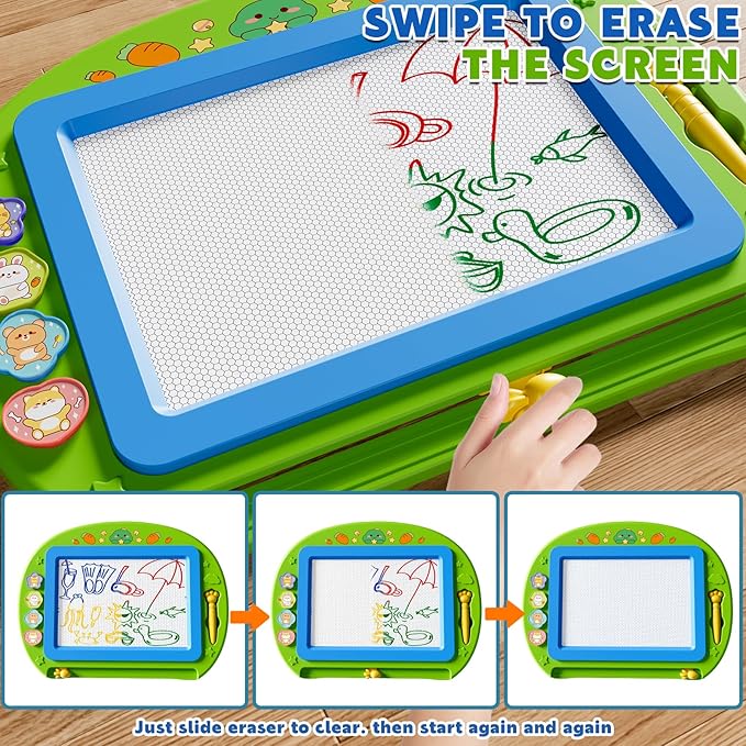 Large Magnetic Drawing Board 13 × 17 in Doodle Board Toddler Toys for Girls Boys 3 4 5 6 7 Year Old Kids, Preschool Educational Travel Toys Gifts Etch A Colorful Sketch Magnet Erasable Writing Pad