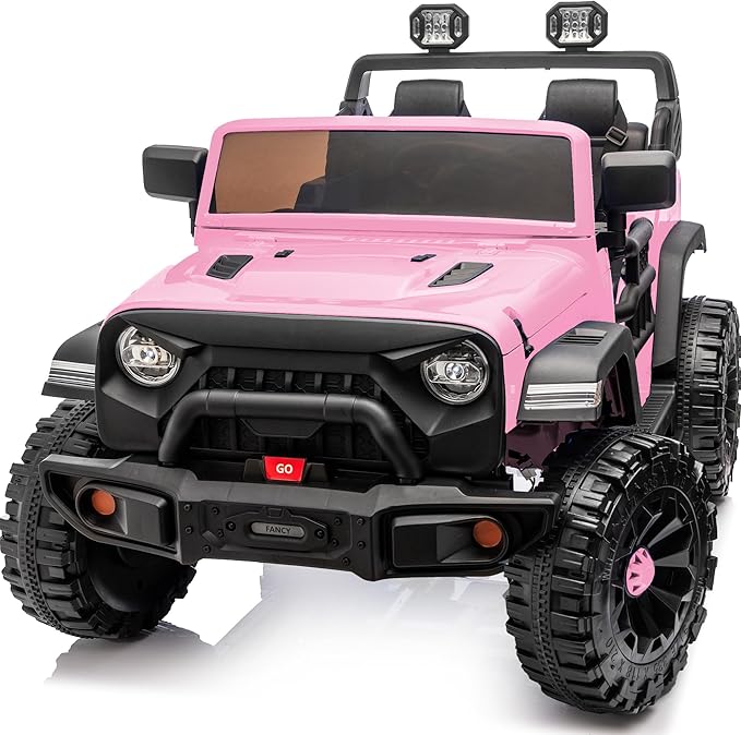 2 Seater Ride on Car Toy, 12V Electric Car for Kids 4-8 with Remote Control, Capacity 150 lb, LED Light - Light Pink