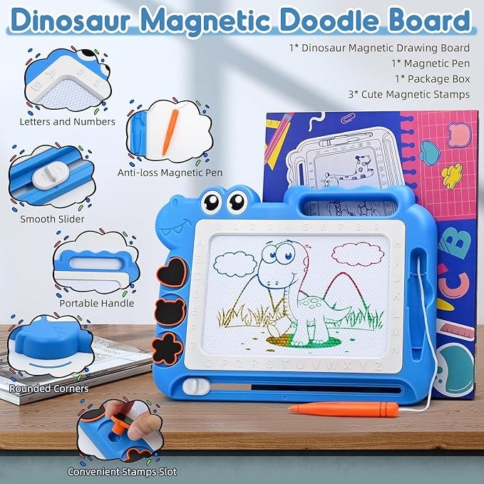 AiTuiTui Magnetic Drawing Board Toddler Toys Gift for Girls Boys, Color Sketch Writing Scribble Doodle Pad Travel Games, Educational Learning Kids Toys for Birthday or Valentine (Blue)