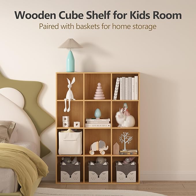 Jpiziso 5 Cube Storage Organizer Bookshelf, Closed Back Display Bookcase, Reversible Bookcase, Cubes Closet Organizer for Home, Living Room, Kids Room, Office, Bedroom, Study, Hallway