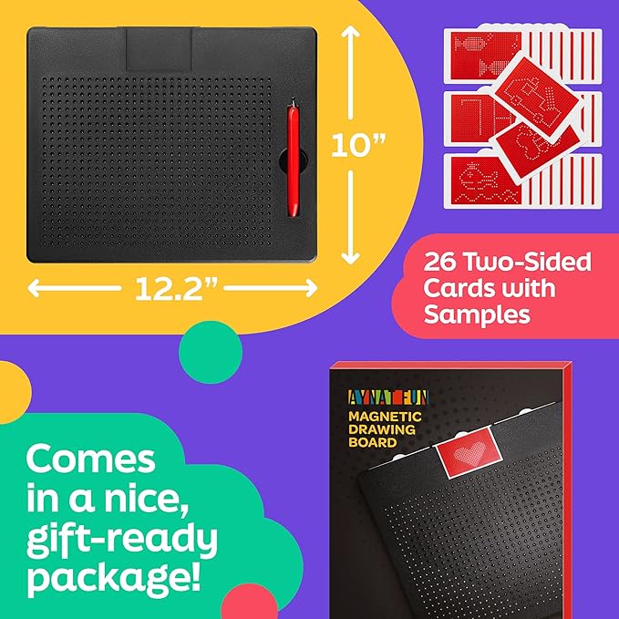 AYNAT FUN Large Magnetic Drawing Board for Kids & Toddlers with Beads and Magnet Stylus Pen - Magnetic Tablet Toy for Airplane & Car Ride Activities for Kids