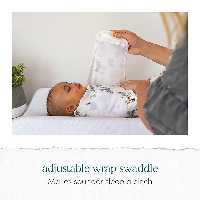 aden + anais Easy Swaddle Wrap, Newborn Wearable Swaddle Blanket, Adjustable Fasteners, 100% Cotton, 3 Pack, 0-3 Months, at Sea