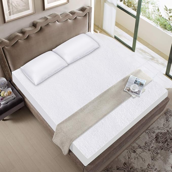 King Size Mattress Protector Waterproof,Smooth Top Mattress Protector for Kids,Breathable Skin Friendly and Noiseless Fitted Sheet,Viscose Terry Mattress Cover