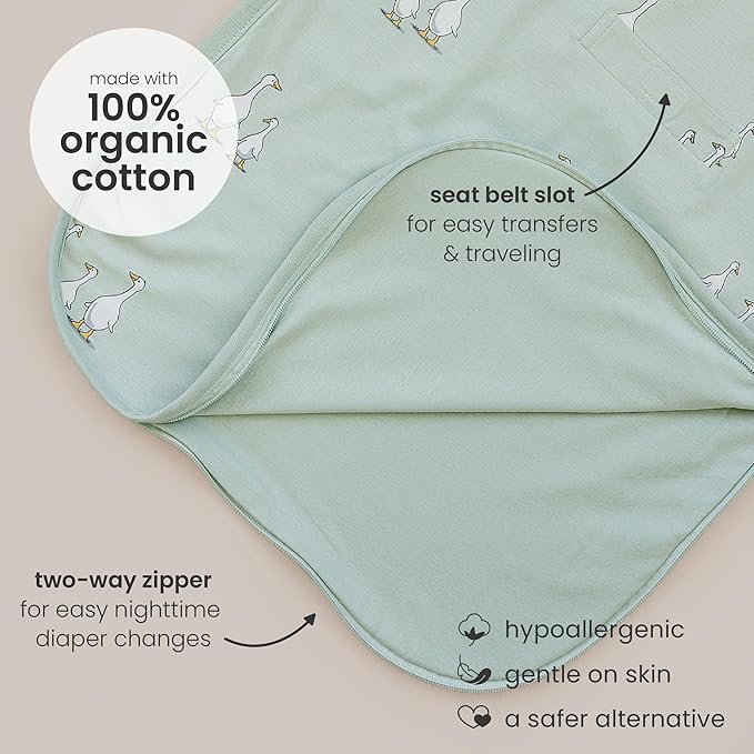 Ecolino Organic Cotton Baby Sleep Sack - 2-Way Zipper Baby Wearable Blanket - Toddler Sleeping Bag Sack - 2-4 Years - Milky Way