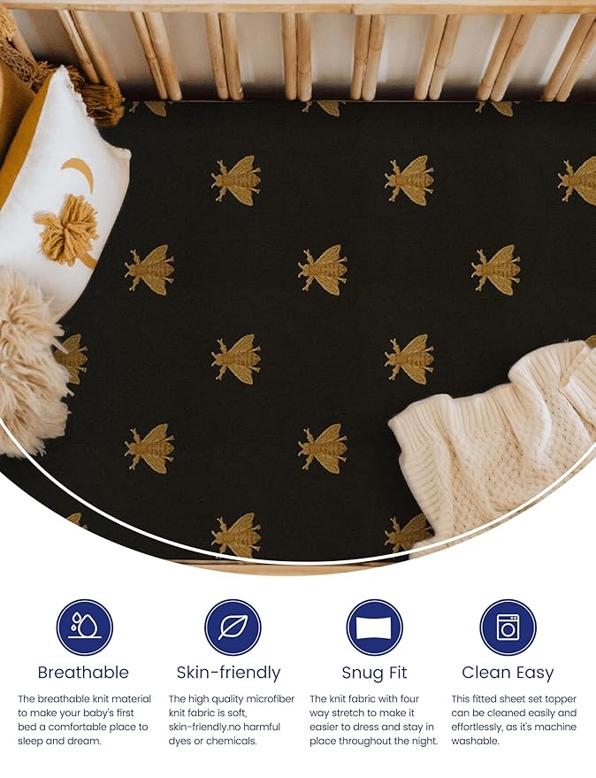 TotAha Premium Stretchy Crib Sheets (2-Pack)-Hypoallergenic, Silky Comfort, Buttery Soft, Calming Effect, All-Season Jersey-Knit Sheets, 9'' Extra Deep Pocket, Animal Print