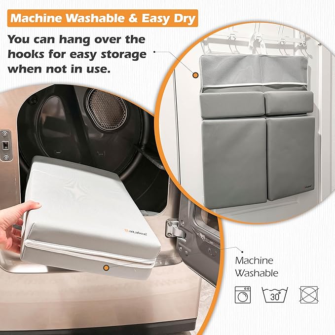 Premium Bath Kneeler, Baby Bath Kneeler and Elbow Rest Pad Set, Kneeling Pad for Bathing Baby, Knee Pads for Bathing Babies, Large Knee Pads (22 Inch × 13 Inch) with 4 Mesh Pockets (Large, Gray)