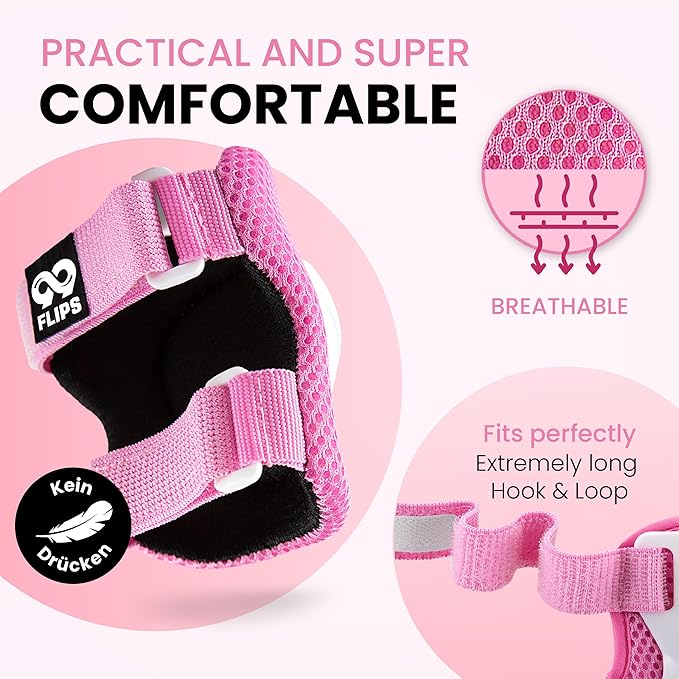 99FLIPS Knee Pads for Kids 3-12 Years - 6pcs Complete Set Certified by TÜV Rheinland - Knee Pads Elbow Pads and Wrist Guards for Kids and Toddler - Skateboard Roller Skates Scooter
