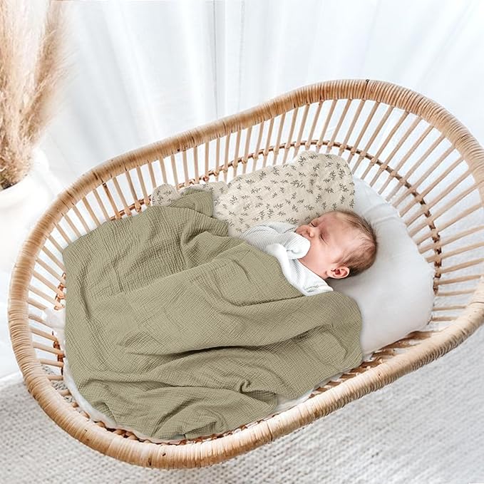 lulumoon Baby Muslin Swaddle Blankets: Soft Receiving Blanket for Newborn - Cotton Swaddling Blanket for Neutral 2Pack(Leaf Autumn)
