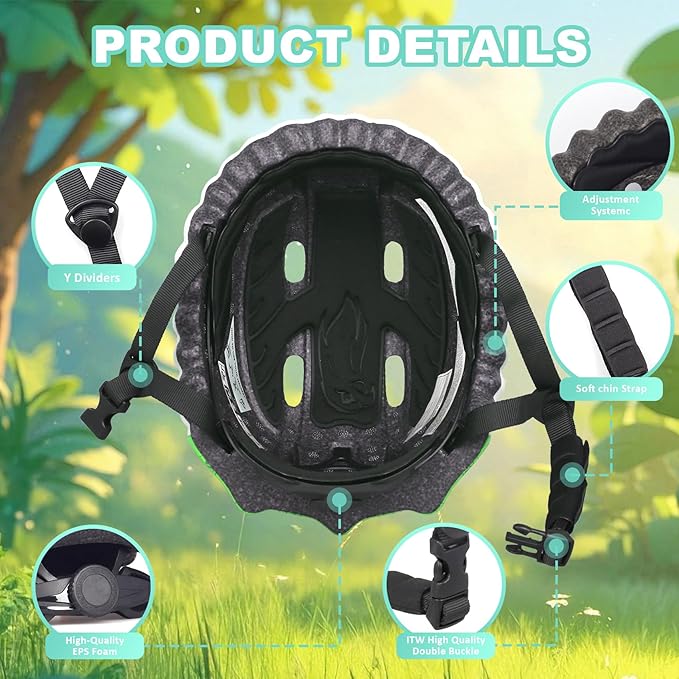 Toddler Kids Bike Helmet,3D Dinosaur Helmets for Boys Girls Infant/Baby to Children 1/2/3/4/5/6/7/8 Years Old Lightweight Adjustable Multi-Sports Bicycle Scooter Skateboard Skating Cycling