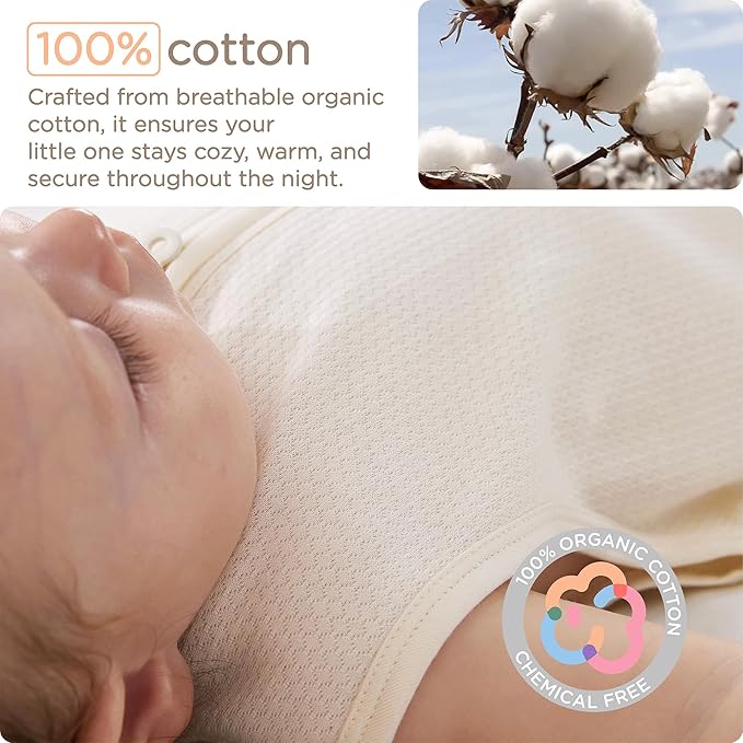 KUB Baby Unisex Sleep Sack 6-12 Months 2-Way Zipper Sleeveless Sleeping Bag 100% Cotton Wearable Blanket for Newborns Infant