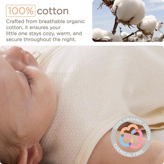 KUB Baby Unisex Sleep Sack 6-12 Months 2-Way Zipper Sleeveless Sleeping Bag 100% Cotton Wearable Blanket for Newborns Infant