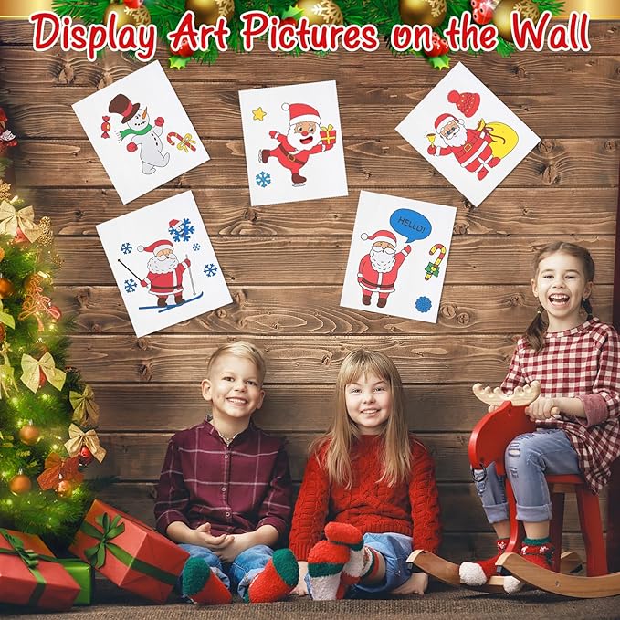 Paint with Water Coloring Books for Toddlers, Watercolor Painting Book and Drawing Art Paper for Kids Ages 3 4 5 6 7 8 Years Old, Christmas Art Craft for Drawing with Brush